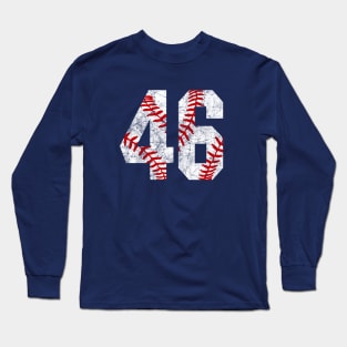 Vintage #46 Baseball Laces Baseball Mom Jersey Love Baseball Long Sleeve T-Shirt